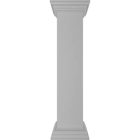 Ekena Millwork 8"W x 40"H Plain Newel Post with Flat Capital & Base Trim (Installation kit included) NWL08X40PLF0B0